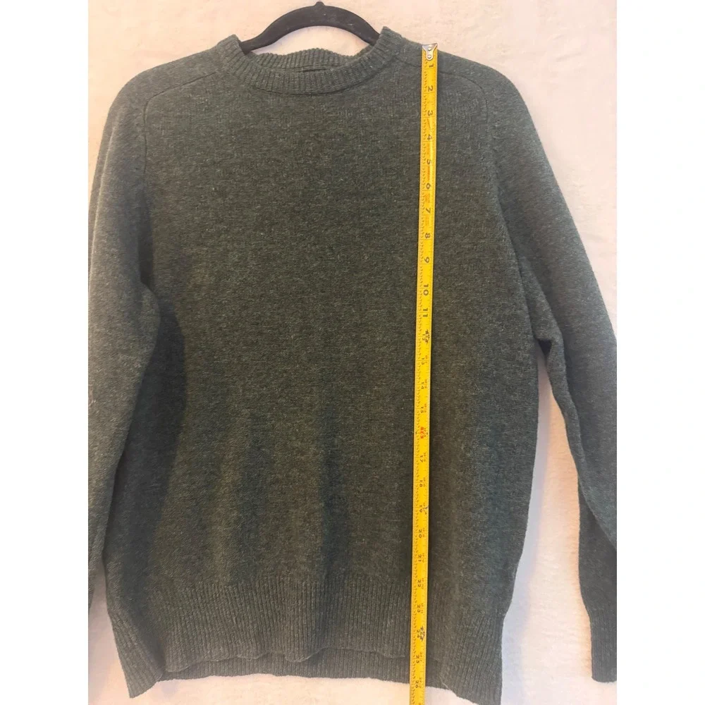 J. Crew Mens Hunter Green 100% Lambswool Crewneck Sweater Size M 07939 HO14